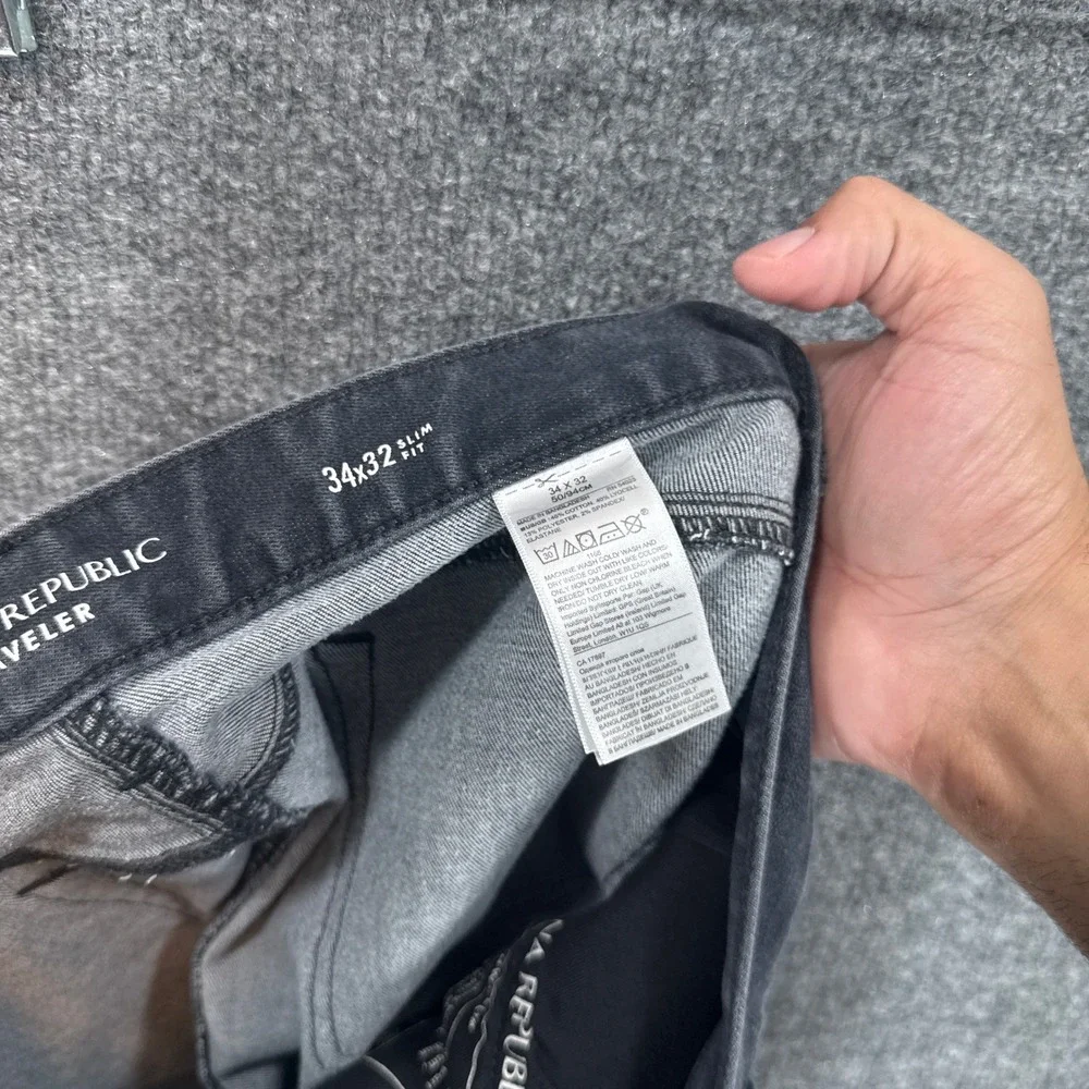 Banana Republic Traveler Jeans Mens 34x32 Gray Slim Fit Stretch Denim Pants